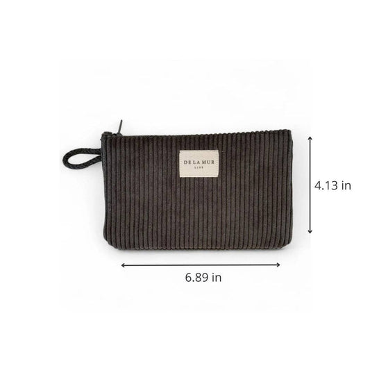 Corduroy Small Makeup Bag / Coin Purse – Charcoal Gray (Boni)