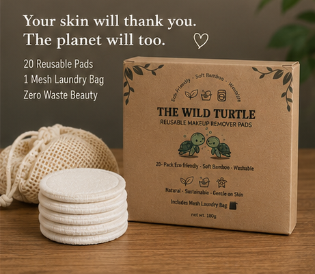 Reusable Makeup Pads — Organic Cotton & Bamboo, Washable (20 pack)