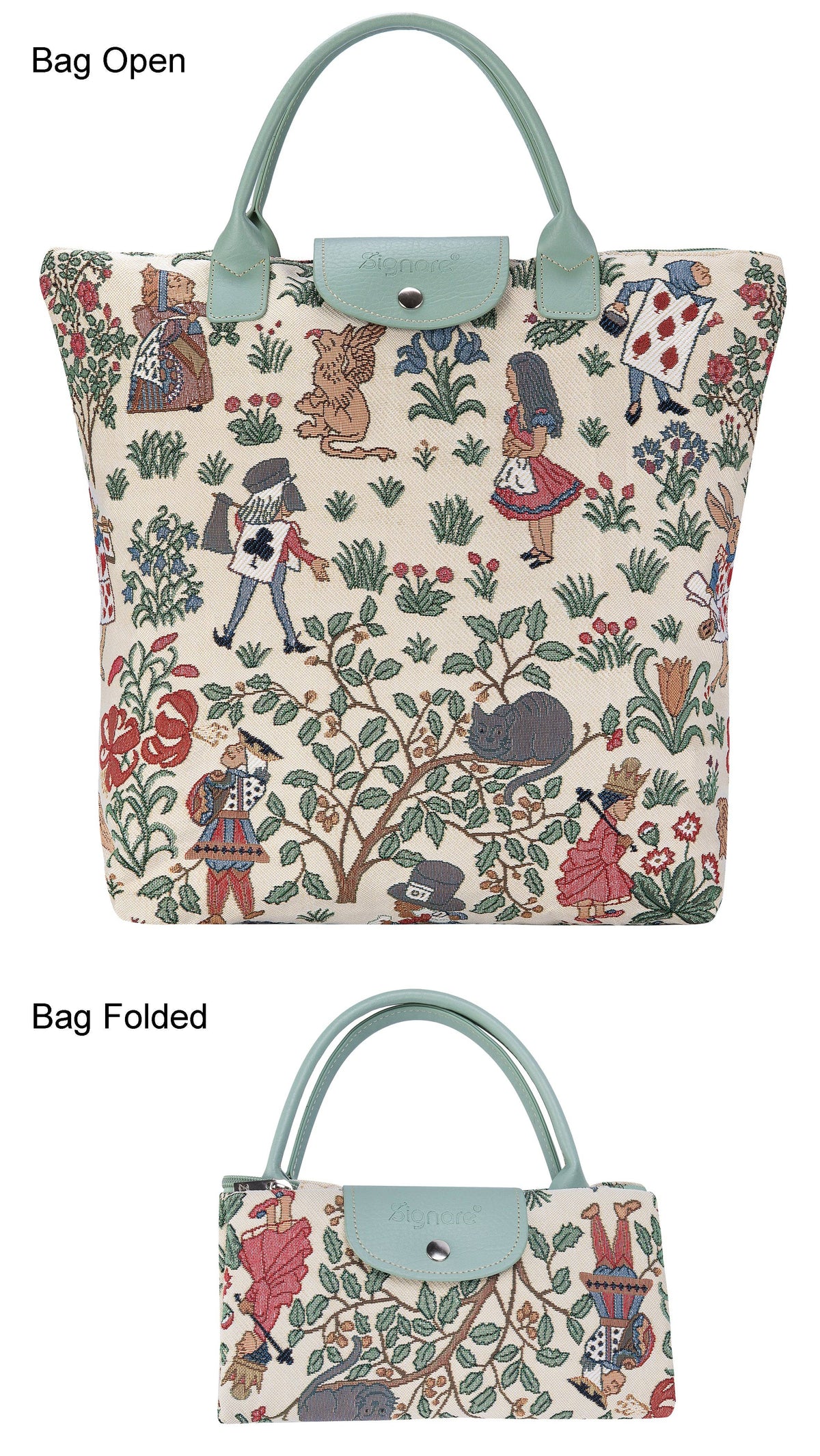 ALICE IN WONDERLAND FOLDAWAY GROCERY BAG