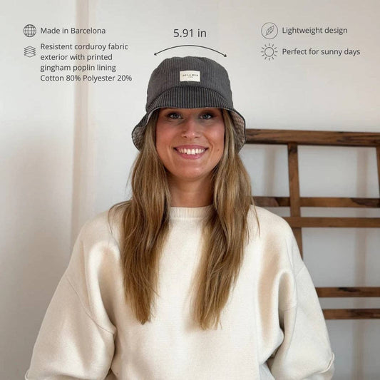 Corduroy Bucket Hat – Charcoal Gray (Boni)
