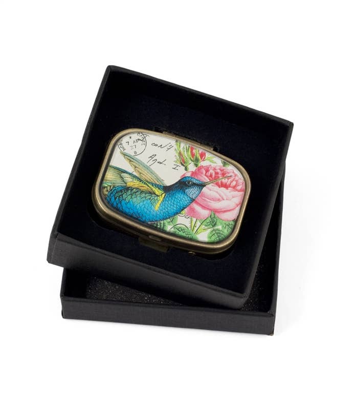 Blue Hummingbird Pill Box