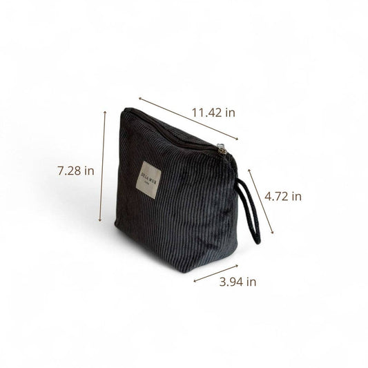 Corduroy Small Makeup Bag – Charcoal Gray (Boni)