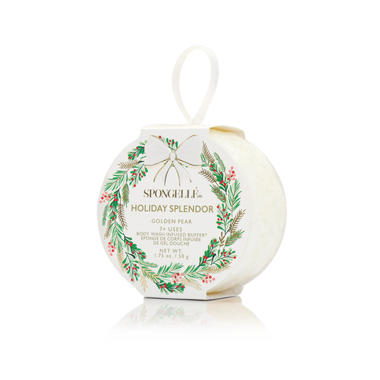 Spongellé Holiday Splendor - Golden Pear Holiday Wreath Body Buffer