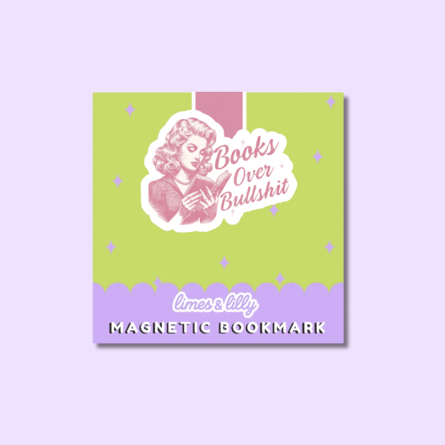 Books Over Bullshit Vintage Magnetic Bookmark