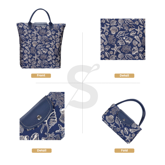 SEA SHELL FOLDAWAY GROCERY BAG