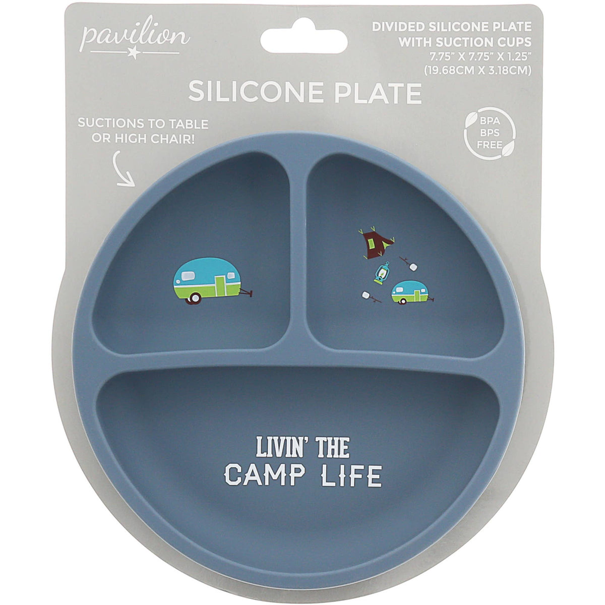 Camp Life - 7.75" Divided Silicone Suction Plate