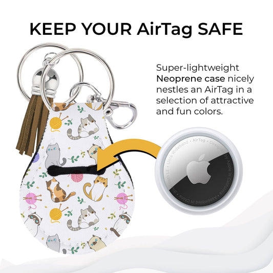 Neoprene AirTag Compatible Case Keychain – Cat