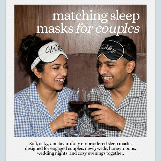 Luxury Satin Sleep Eye Mask: 2 Pack - Wifey & Hubby