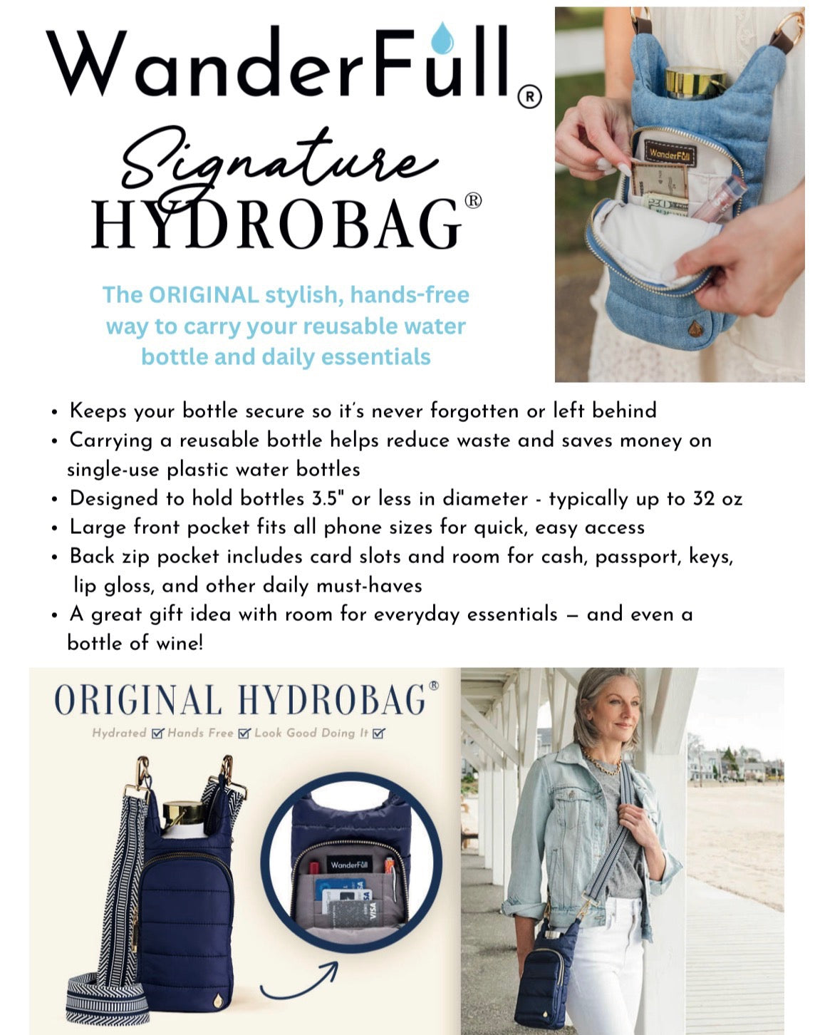 Clear HydroBag® Stadium with Black Trim and Matching RFID Pouch