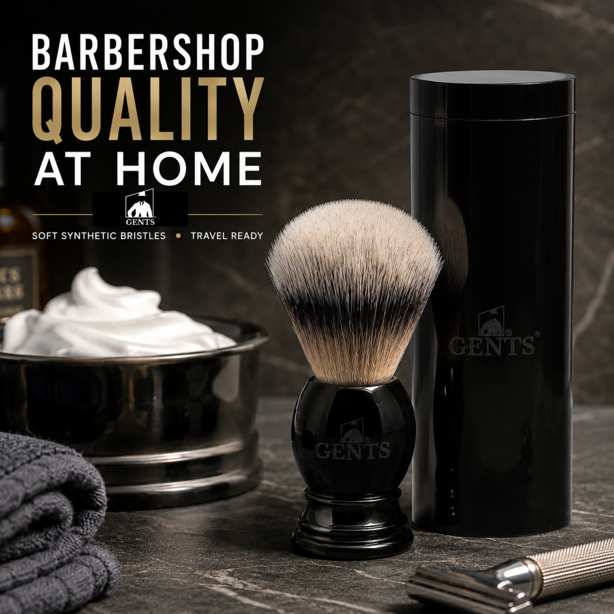 GBS Synthetic Travel Shaving Brush & Travel Tube