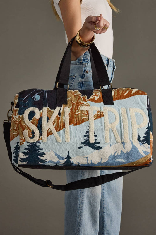 Blue Ski Trip Scene Duffel Bag