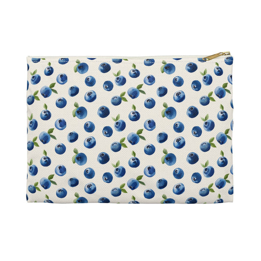 Maine Blueberry Flat Zipper Pouch | Coastal Cosmetic Bag, Travel Organizer