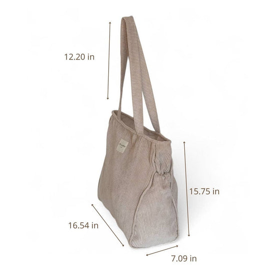 Corduroy Zippered Tote Bag – Taupe (Tofe)