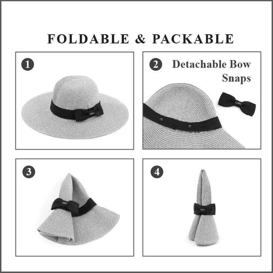 Funky Junque Foldable Straw Sunhat - Brown Multi