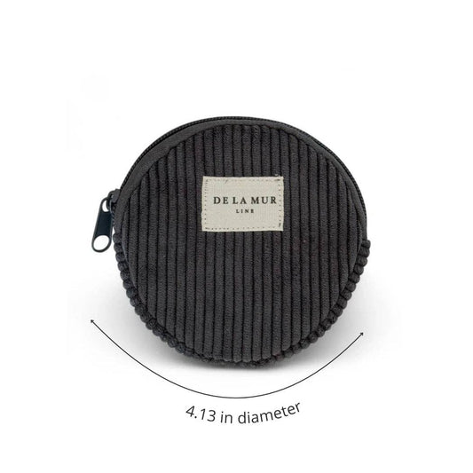 Corduroy Round Coin Purse – Charcoal Gray (Boni)