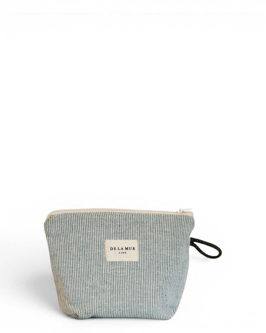 Striped Small Makeup Bag – Light Green & Green (Teo)