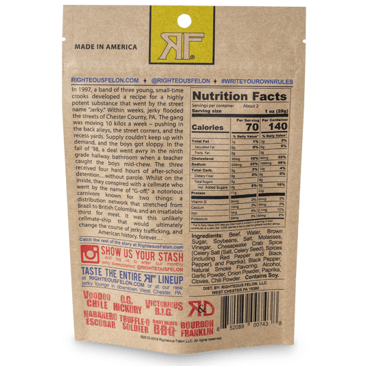 Righteous Felon Maryland Monroe Beef Jerky 2oz