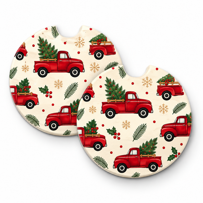 Jolitee Car Coasters, Absorbent Neoprene CupHolder Christmas