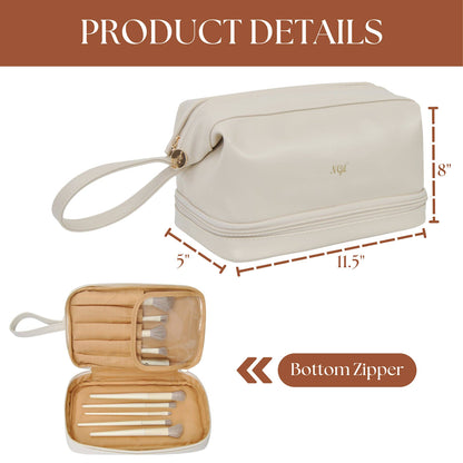Beige NGIL Faux Leather Cosmetic Bag