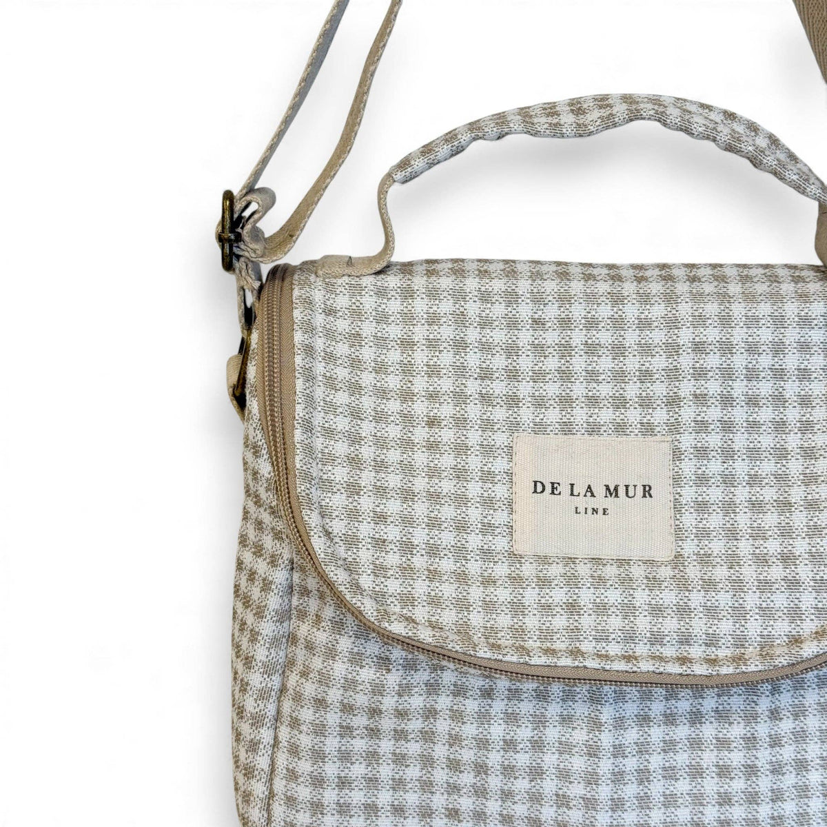 Gingham Jacquard Lunch Bag – Beige & Ecru (Vison)