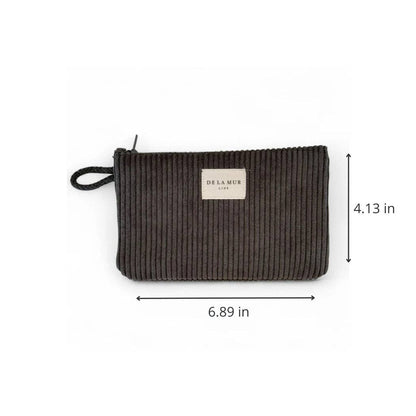 Corduroy Small Makeup Bag / Coin Purse – Charcoal Gray (Boni)