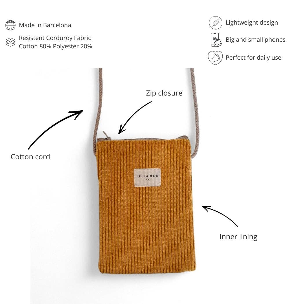 Corduroy Phone Sleeve – Mustard (Taz)