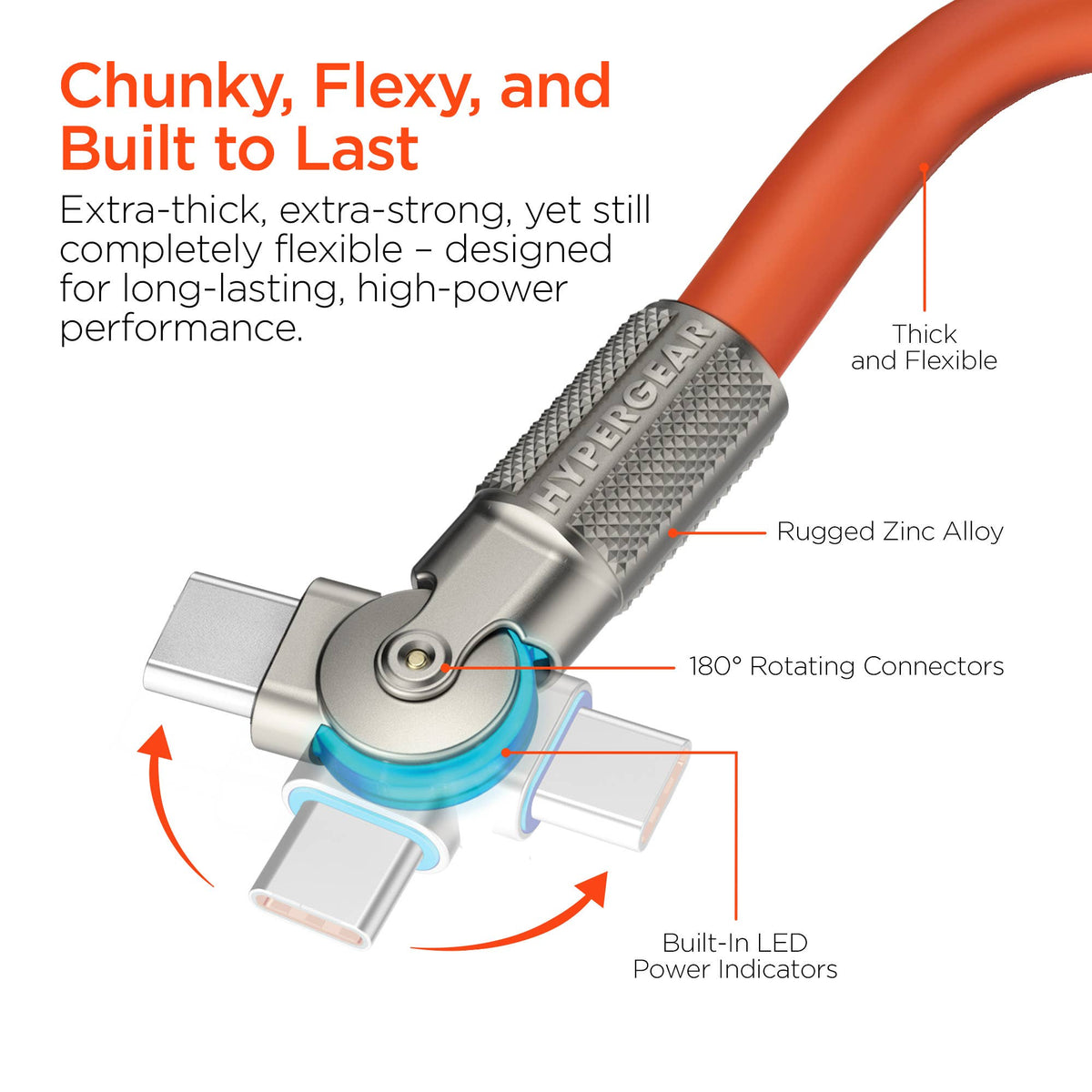 Chunky180° 100W USB-C to USB-C Rugged Fast Charge Cable 6ft