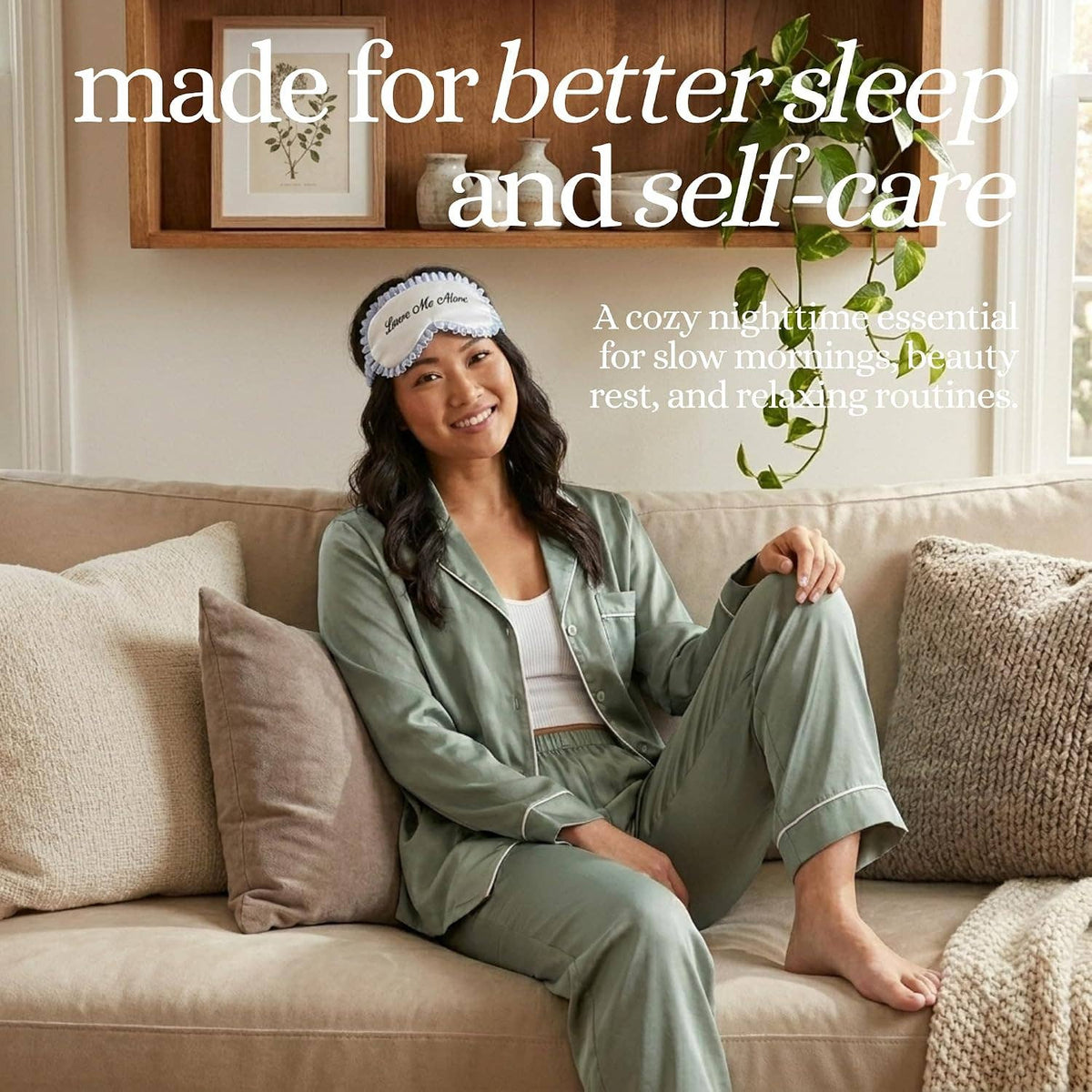 Adjustable Ruffle Satin Sleep Eye Mask - Leave Me Alone