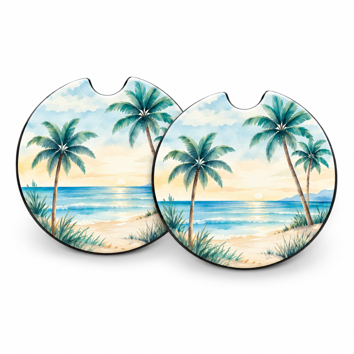 Jolitee Car Coasters, Absorbent Neoprene CupHolder Coastal