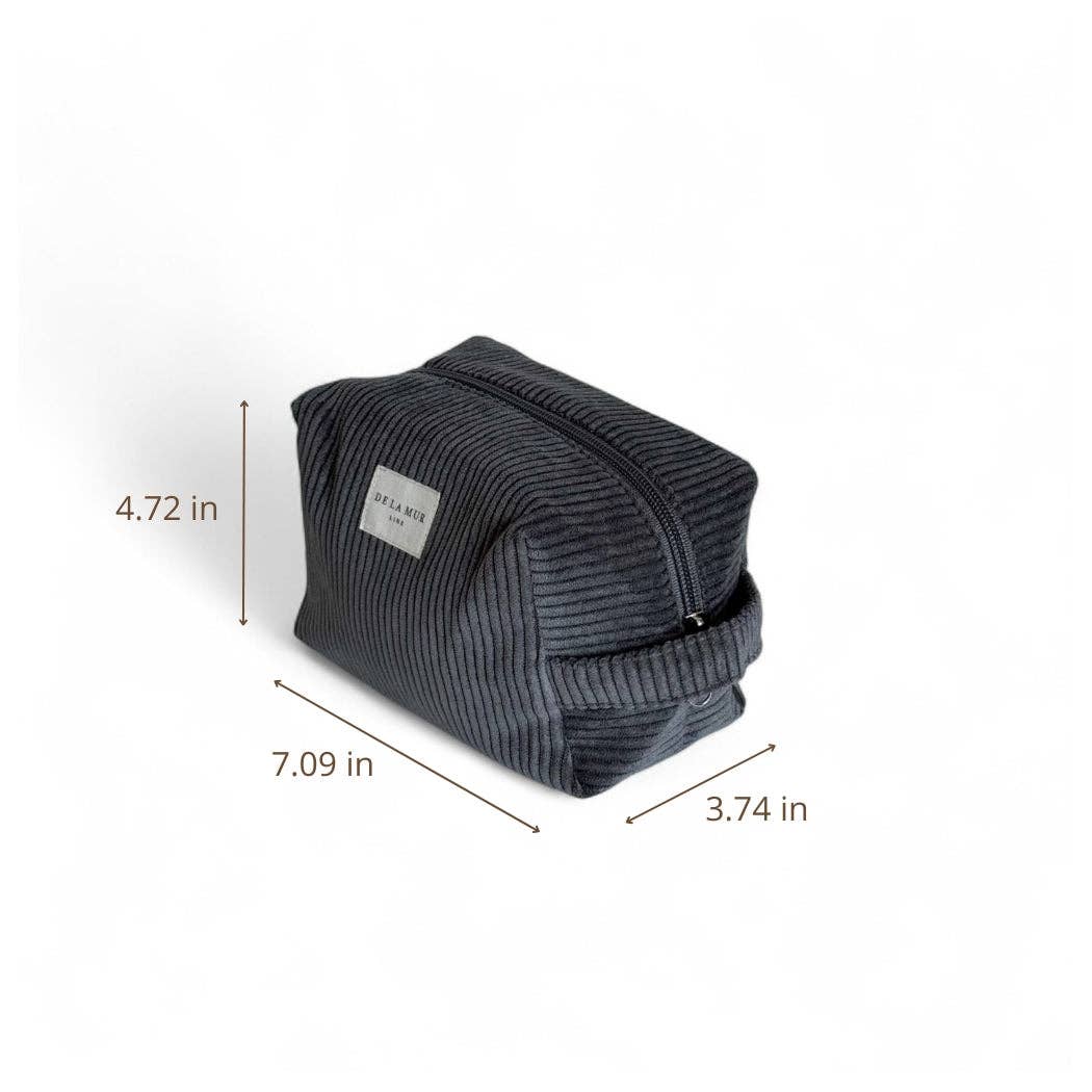 Corduroy Squared Toiletry Bag – Charcoal Gray (Boni)
