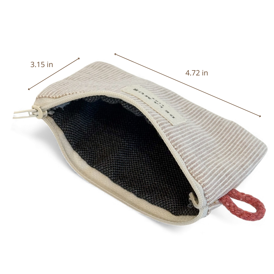 Striped Coin Purse – Gray & Cream (Ibi)
