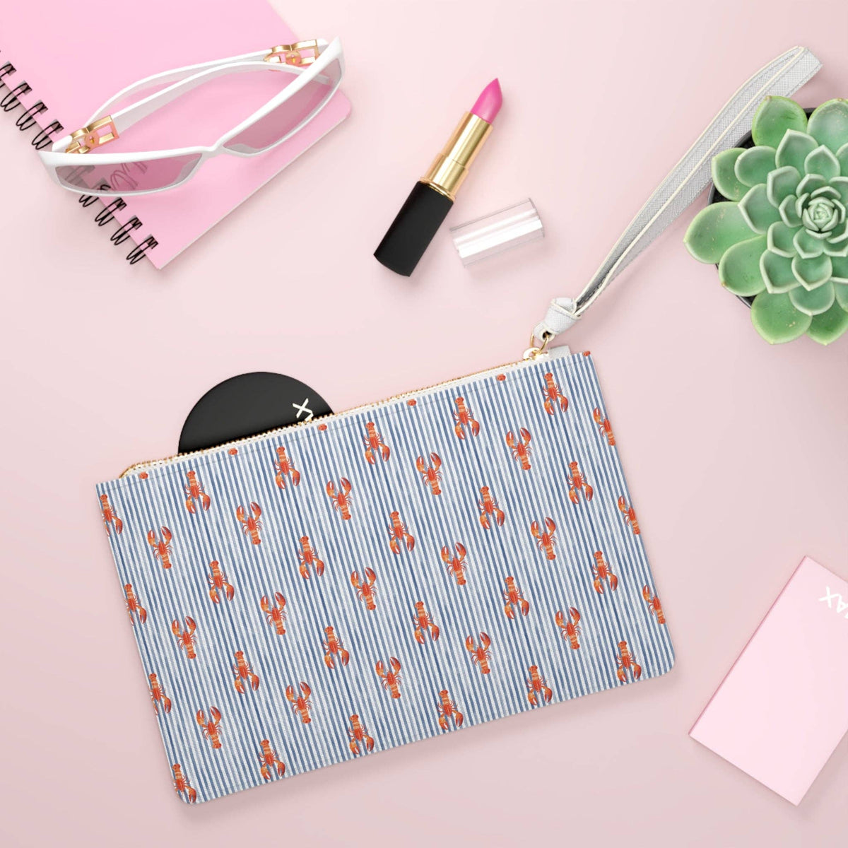 Coastal Lobster Stripe Wristlet Clutch
