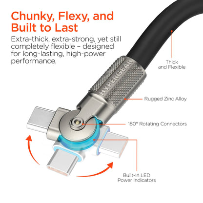 Chunky180° 100W USB-C to USB-C Rugged Fast Charge Cable 6ft