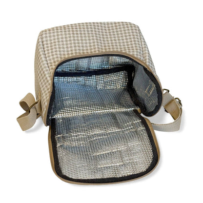 Gingham Jacquard Lunch Bag – Beige & Ecru (Vison)