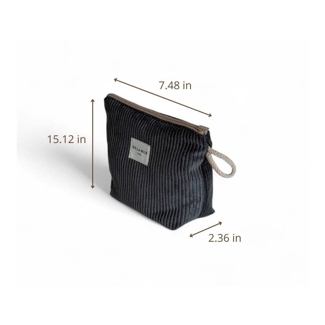 Corduroy Large Toiletry Bag – Charcoal Gray (Boni)