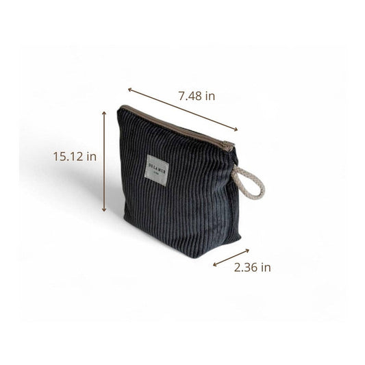 Corduroy Large Toiletry Bag – Charcoal Gray (Boni)