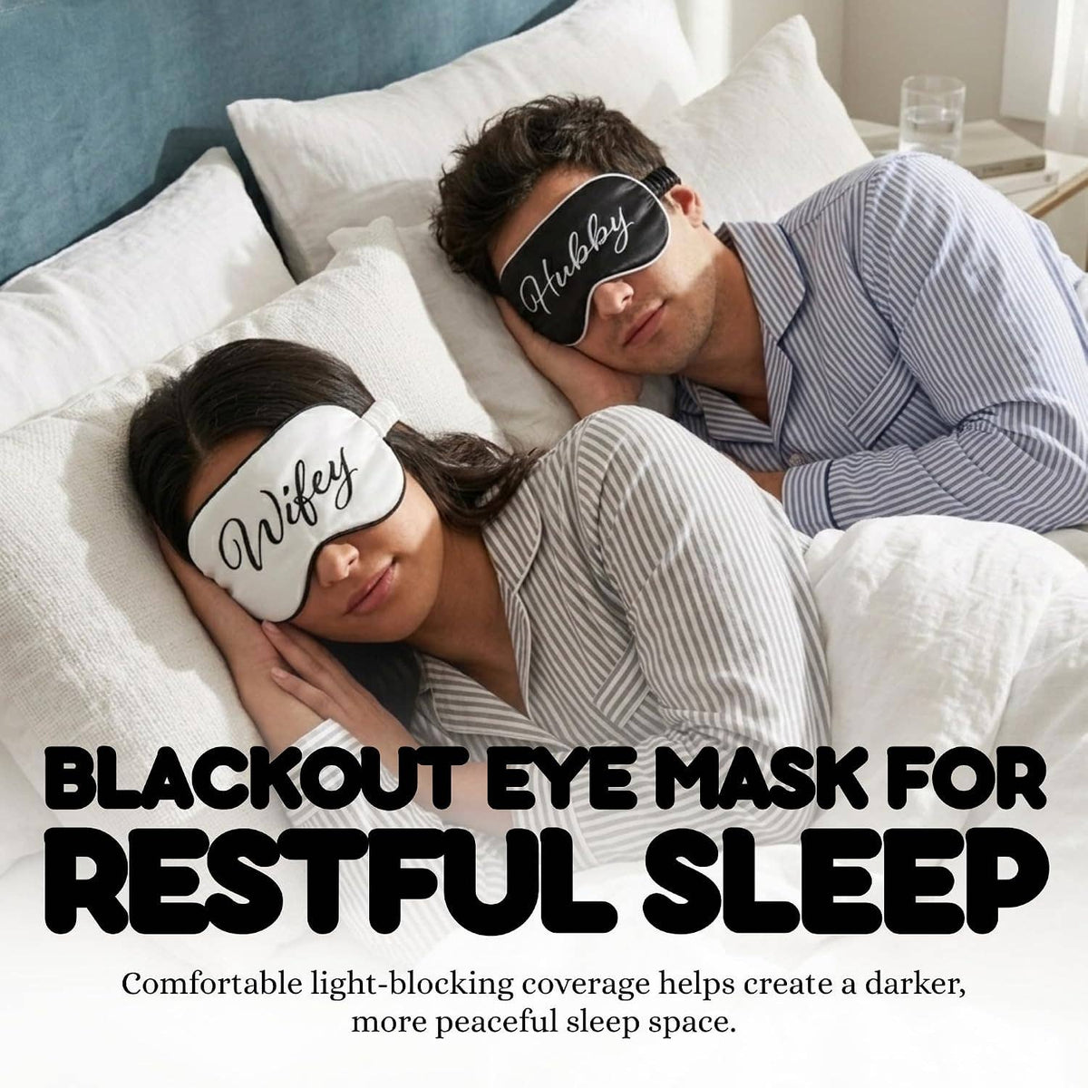 Luxury Satin Sleep Eye Mask: 2 Pack - Wifey & Hubby