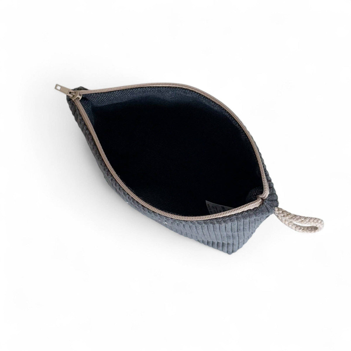 Corduroy Small Makeup Bag – Charcoal Gray (Boni)