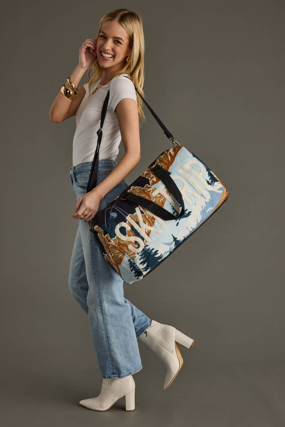 Blue Ski Trip Scene Duffel Bag