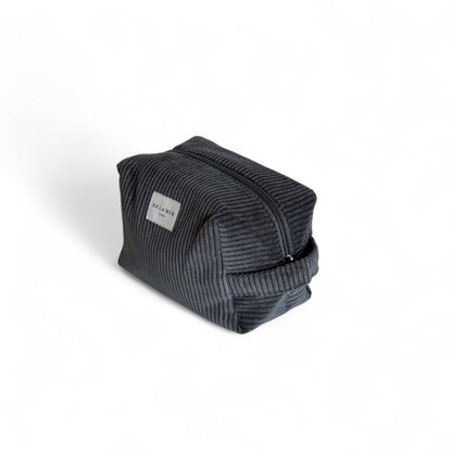 Corduroy Squared Toiletry Bag – Charcoal Gray (Boni)