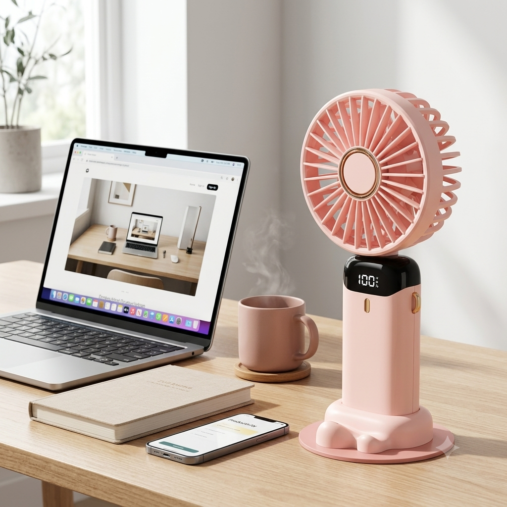 Portable Foldable Handheld Fan | Phone Stand & LED Display