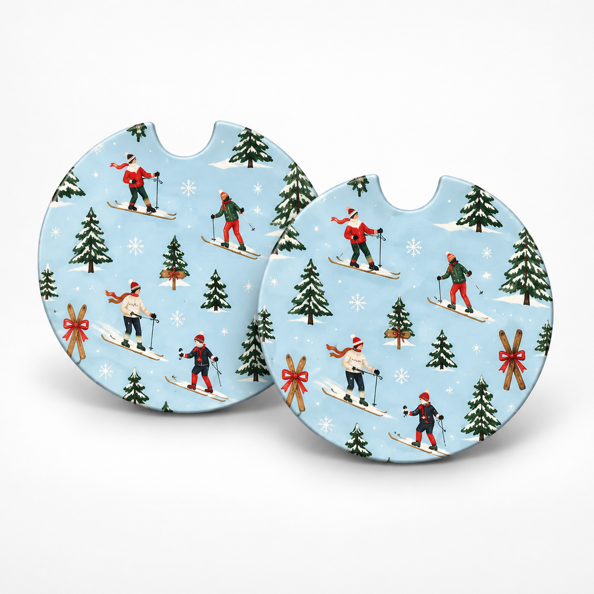 Jolitee Car Coasters, Absorbent Neoprene CupHolder Xmas Prep