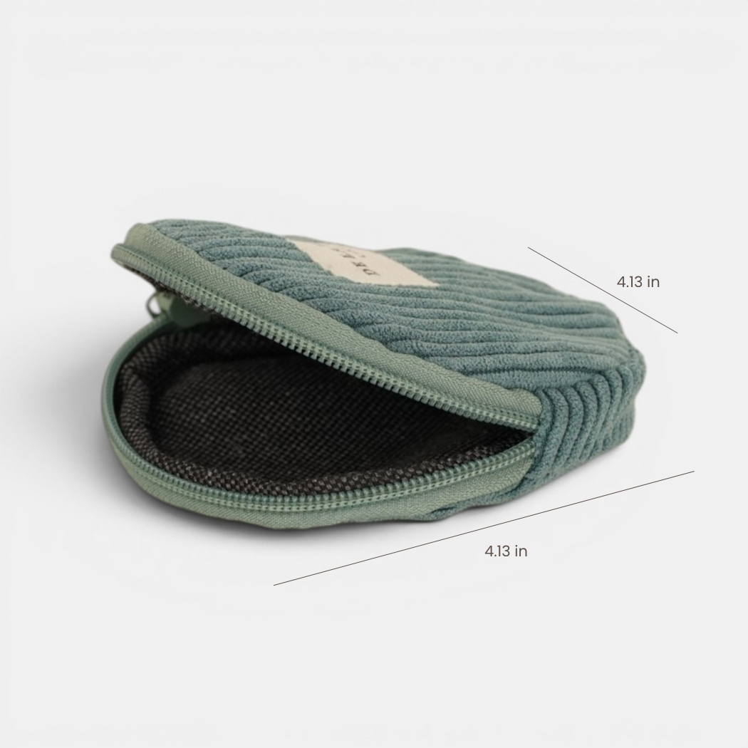 Corduroy Round Coin Purse – Teal (Jade)