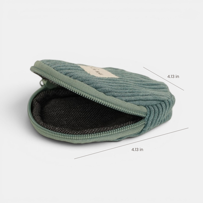 Corduroy Round Coin Purse – Teal (Jade)