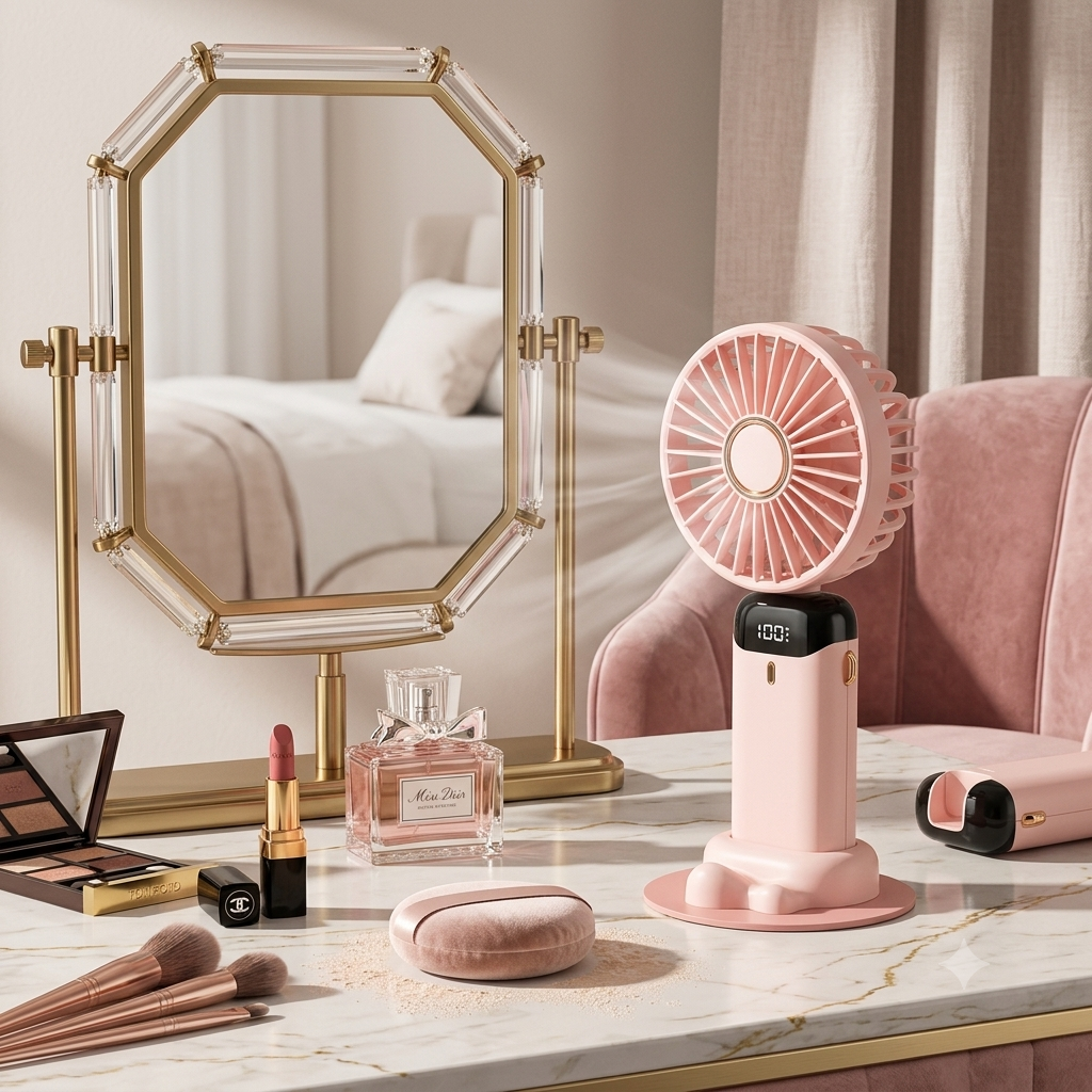 Portable Foldable Handheld Fan | Phone Stand & LED Display