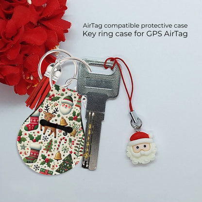 Neoprene AirTag Compatible Case Keychain – Christmas Deer
