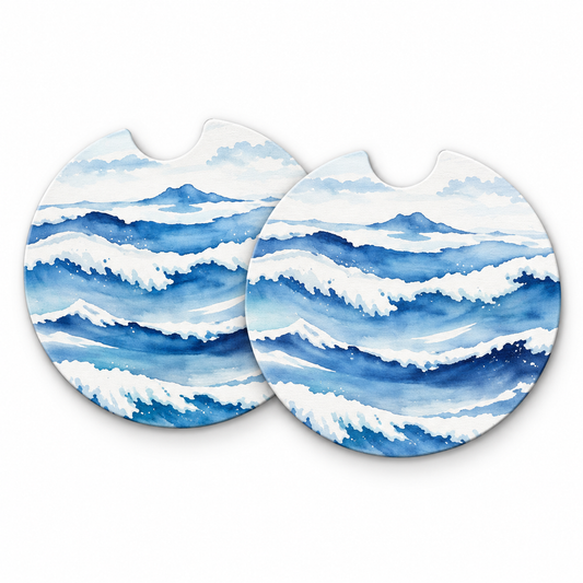 Jolitee Car Coasters, Absorbent Neoprene CupHolder Coastal