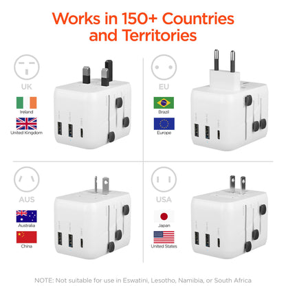 WorldCharge Universal Travel Adapter with USB-C