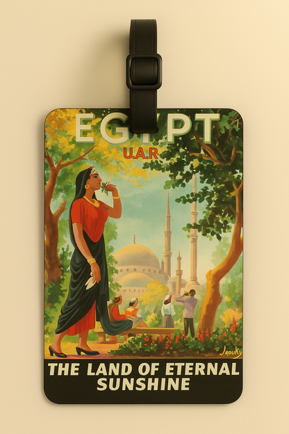 Vegan Leather Luggage Tags: Vintage Poster Art (Egypt)