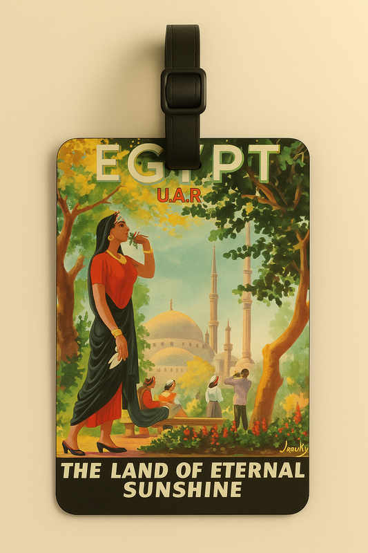 Vegan Leather Luggage Tags: Vintage Poster Art (Egypt)
